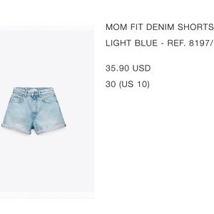 Mom fit denim shorts light blue Zara
